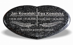 Serce granitowe na grób Tablica impala 50x40x5 cm z grawerem