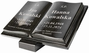 Książka granitowa z grawerem na grób szara 40x30x5cm